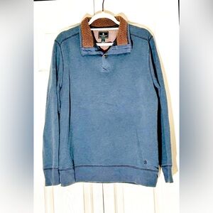 G.H. Bass & Co. Blue Sweatshirt with Brown Sherpa Button Down Collar